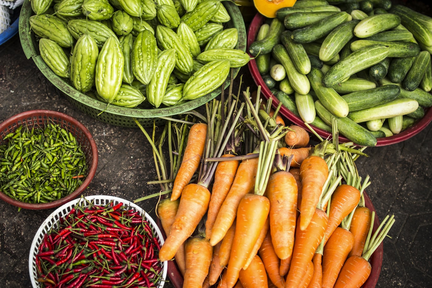 Fresh British seasonal vegetables